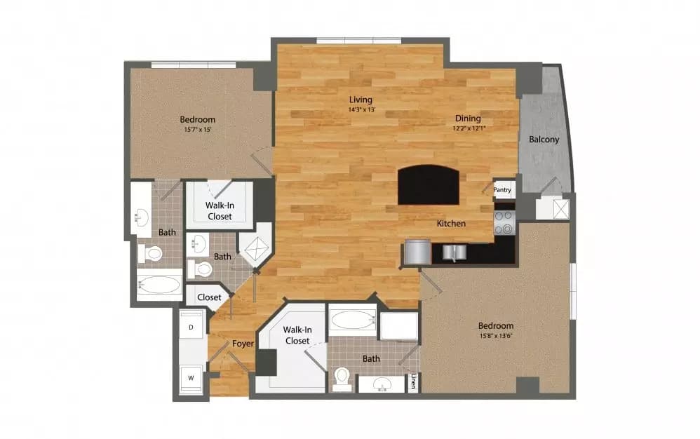 2 Beds • 2 Bath 1409 floor plan