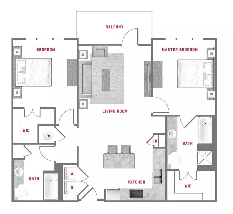 2 Beds • 2 Bath 371 floor plan