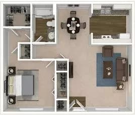 1 Bed • 1 Bath 256 floor plan