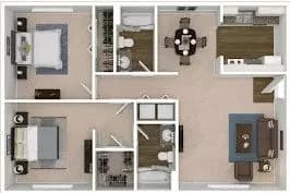 2 Beds • 2 Bath 202 floor plan