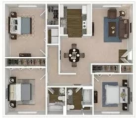 3 Beds • 2 Bath 220 floor plan