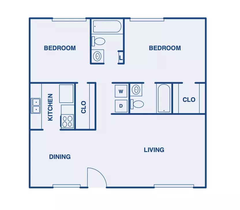 2 Beds • 2 Bath floor plan