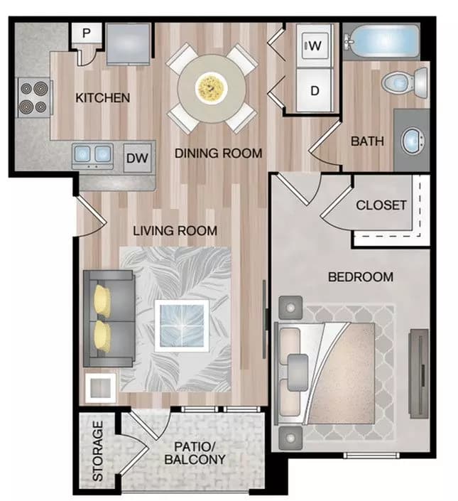 1 Bed • 1 Bath 4202 floor plan