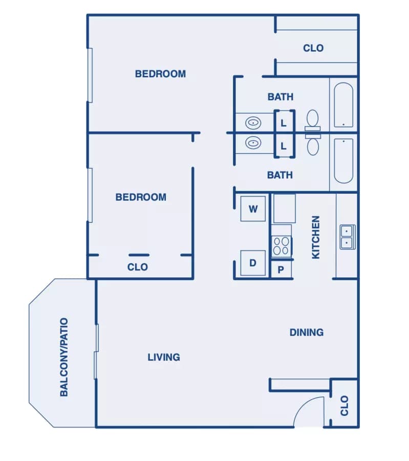 2 Beds • 2 Bath floor plan