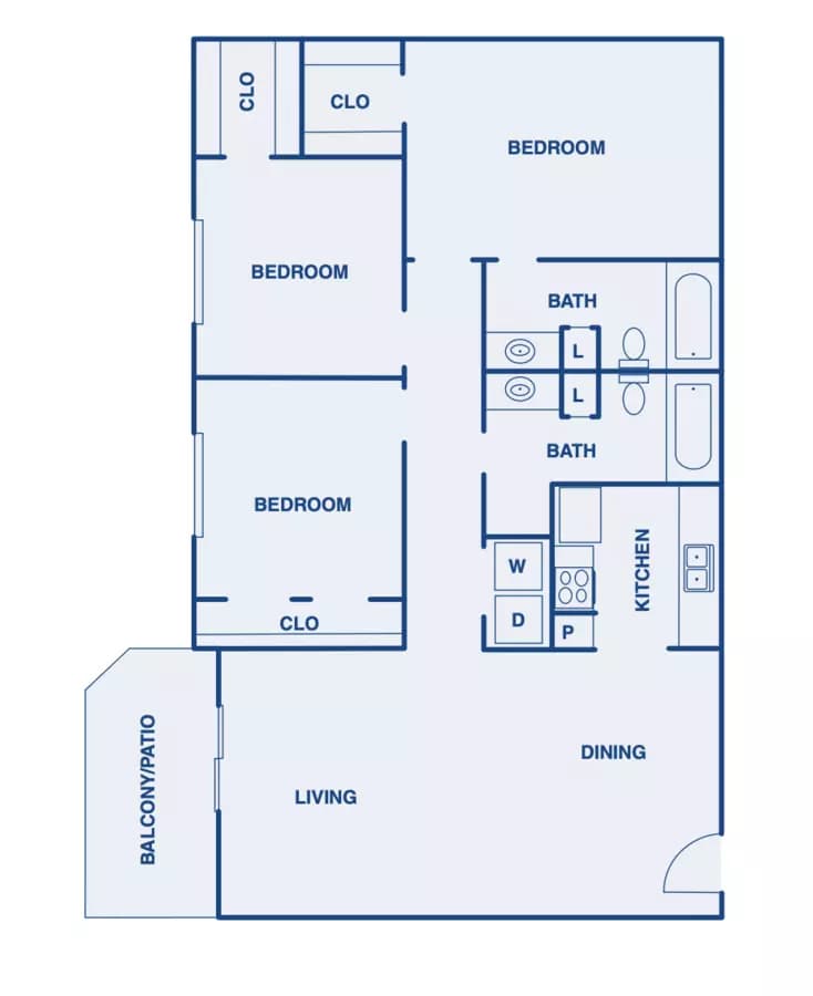3 Beds • 2 Bath floor plan