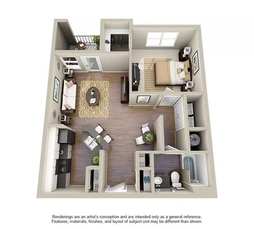 1 Bed • 1 Bath 01-303 floor plan
