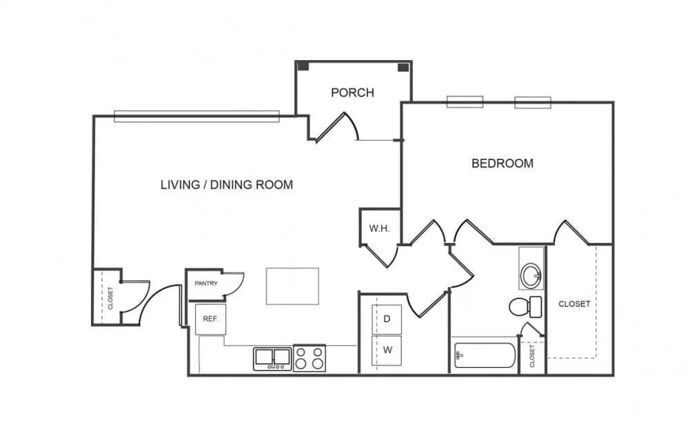 1 Bed • 1 Bath A1 floor plan
