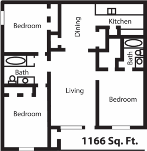 3 Beds • 2 Bath floor plan