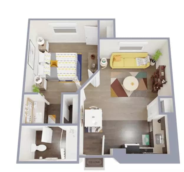 1 Bed • 1 Bath floor plan