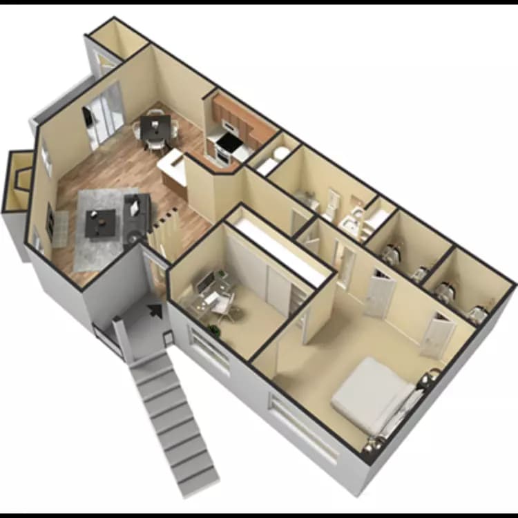 2 Beds • 1 Bath 1306 floor plan