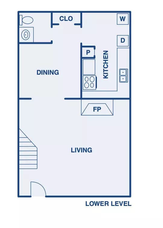 2 Beds • 1 Bath floor plan