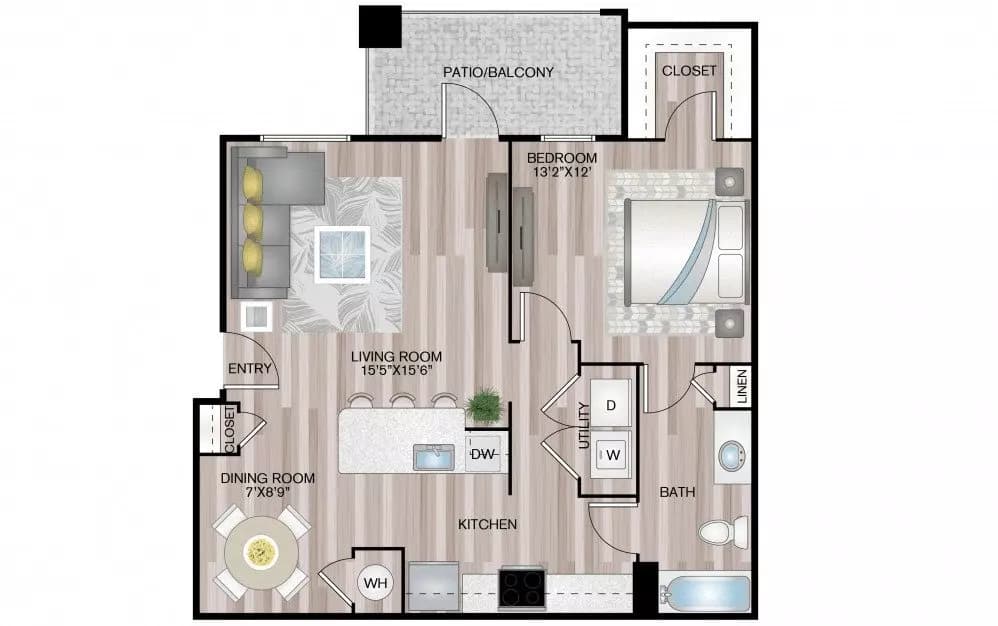 1 Bed • 1 Bath 15304 floor plan