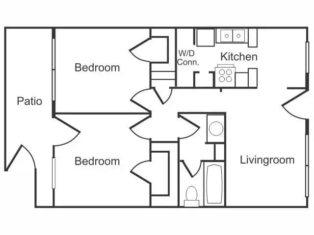 2 Beds • 1 Bath 331 floor plan