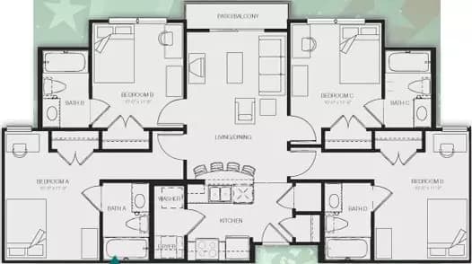 4x4 Private floor plan