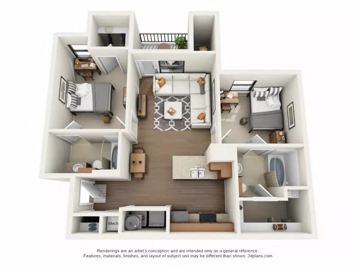 2x2 Private floor plan