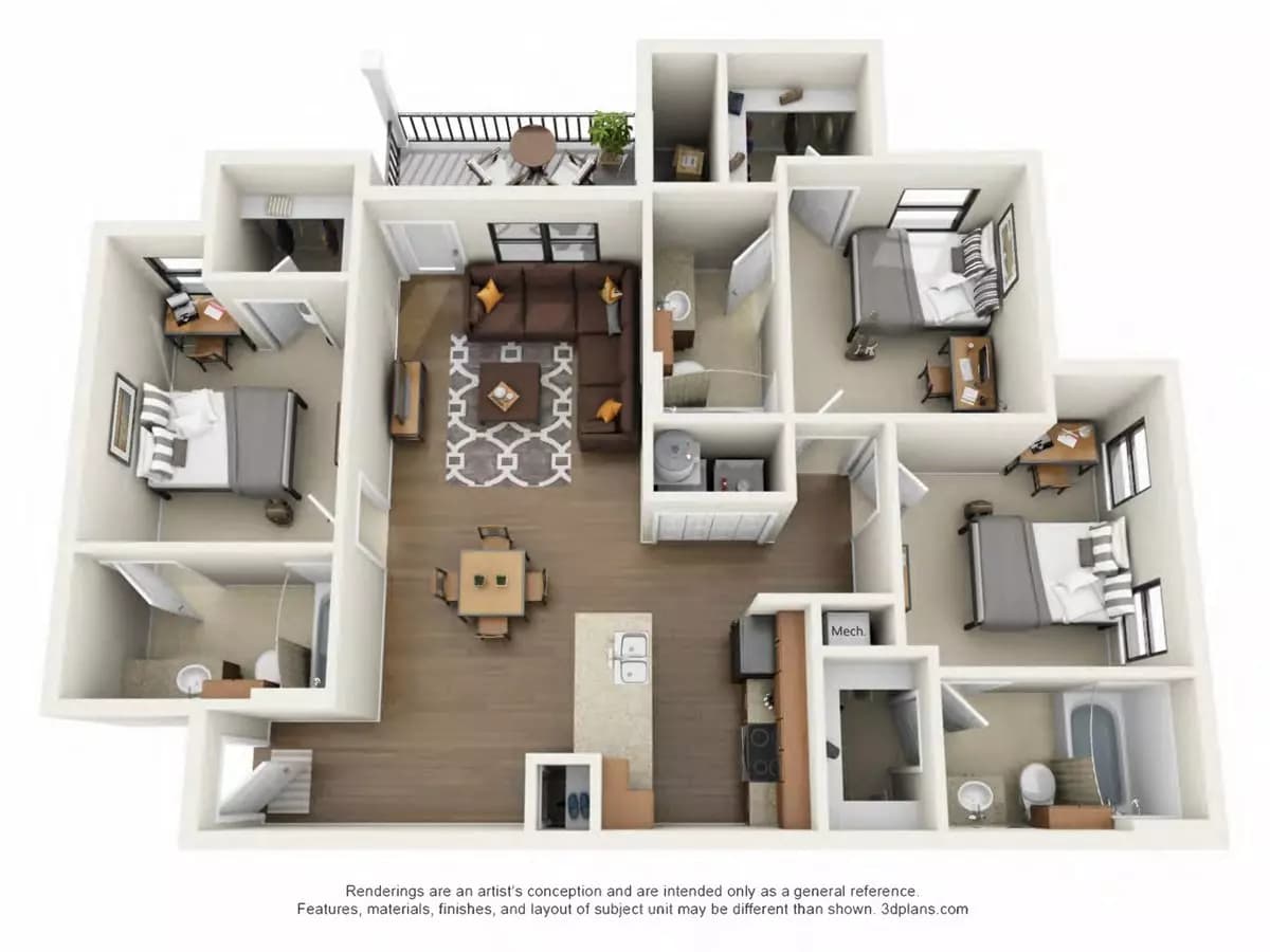3x3 Private floor plan