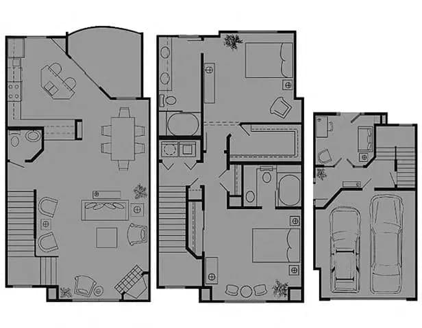 2 Beds • 2 Bath 6007 floor plan