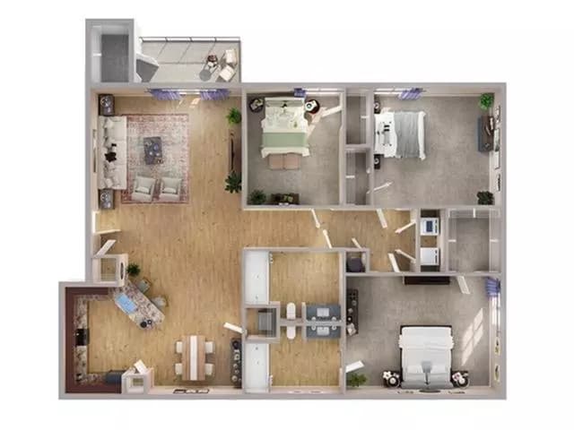 3 Beds • 2 Bath 0718 floor plan