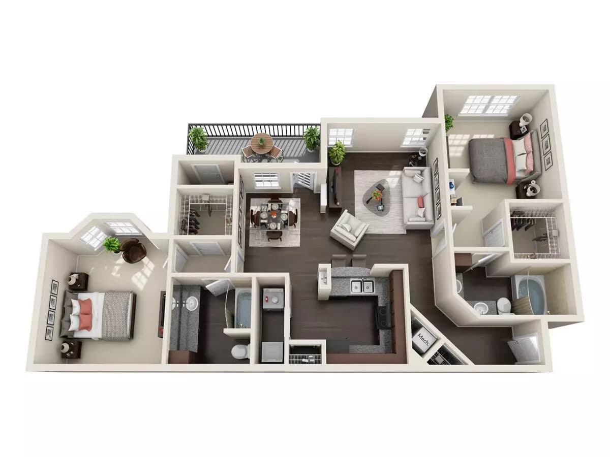2 Beds • 2 Bath 0236 floor plan