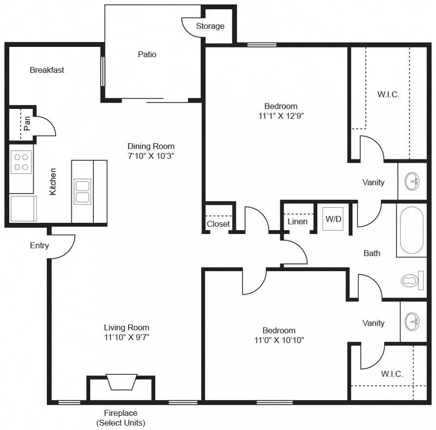 2 Beds • 1 Bath 1504 floor plan