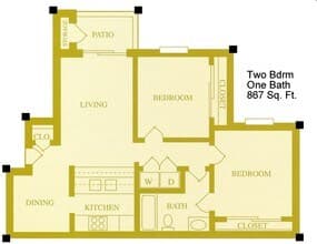 2 Beds • 1 Bath floor plan