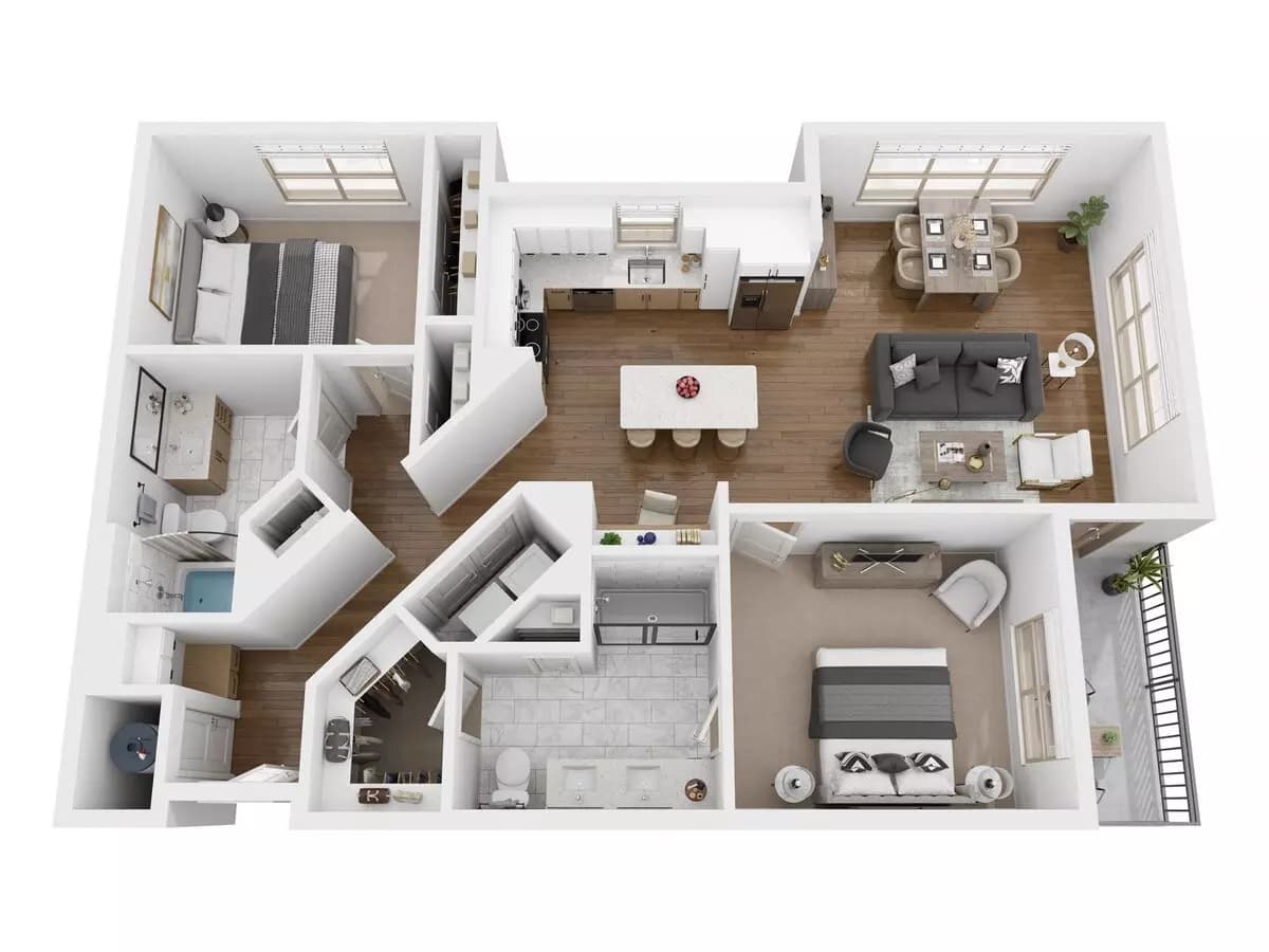 2 Beds • 2 Bath 1411 floor plan