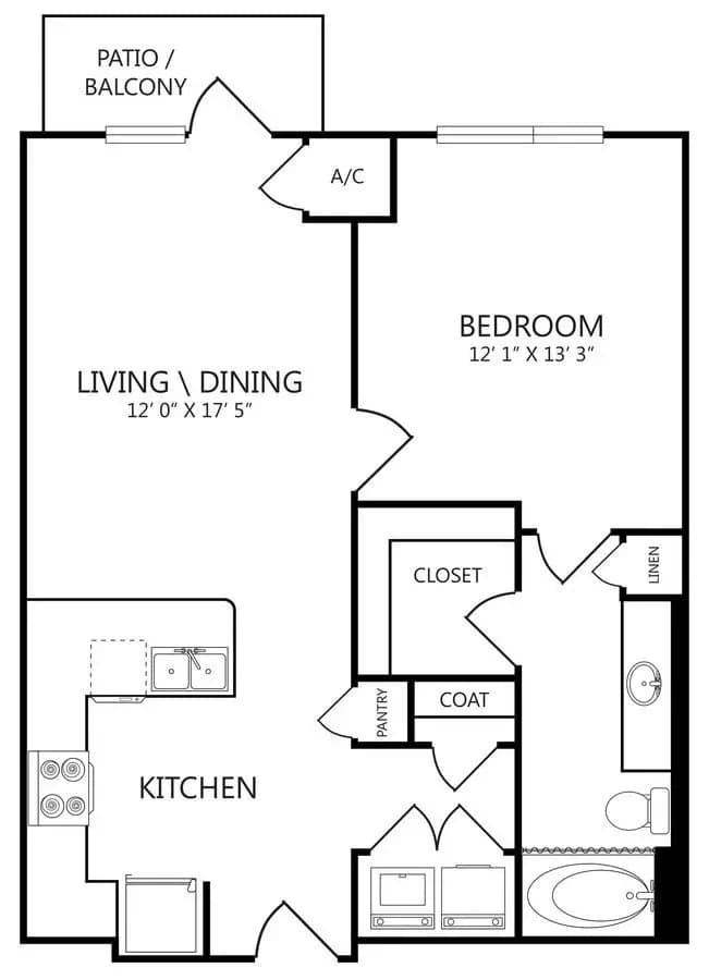 1 Bed • 1 Bath 1415 floor plan