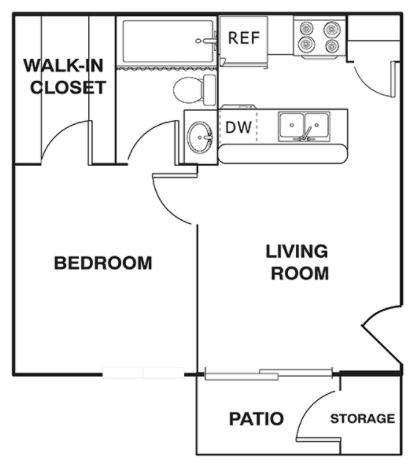 1 Bed • 1 Bath A1 floor plan