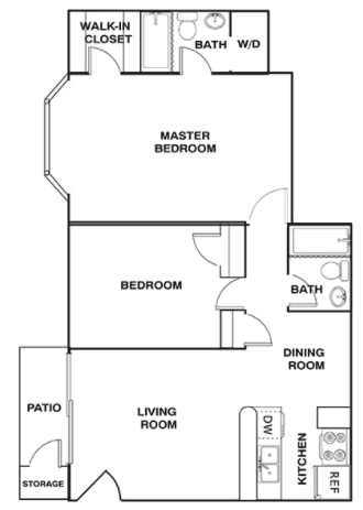 2 Beds • 2 Bath B1 floor plan