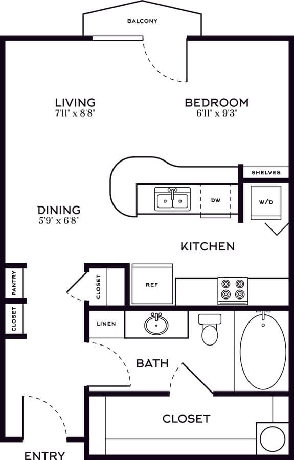 Studio • 1 Bath 1309 floor plan