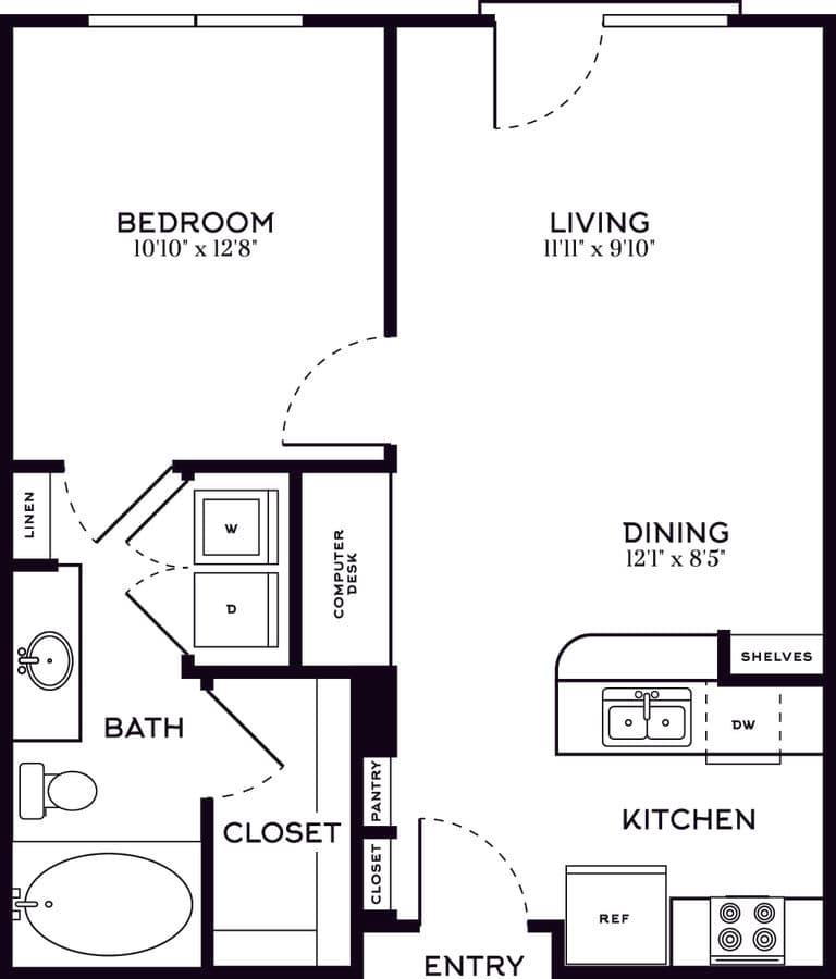 1 Bed • 1 Bath 4702 floor plan
