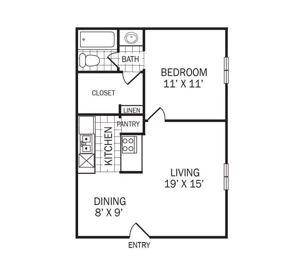 1 Bed • 1 Bath 0910 floor plan