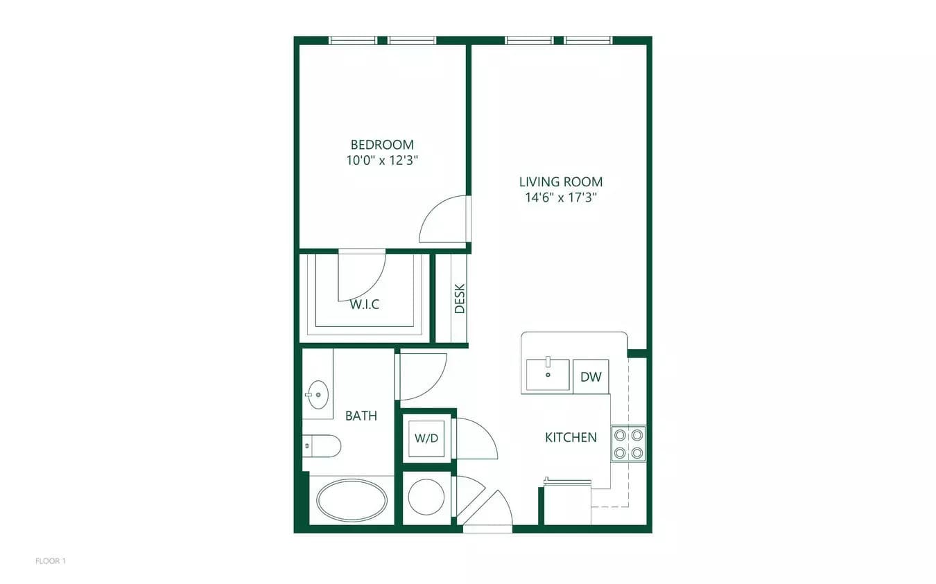 1 Bed • 1 Bath 102 floor plan