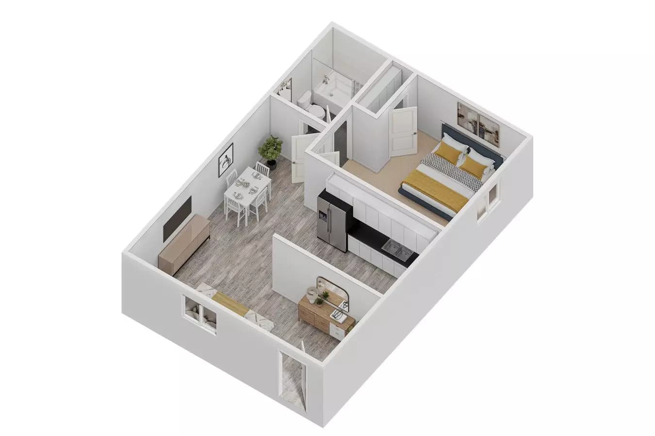 1 Bed • 1 Bath 1-202 floor plan
