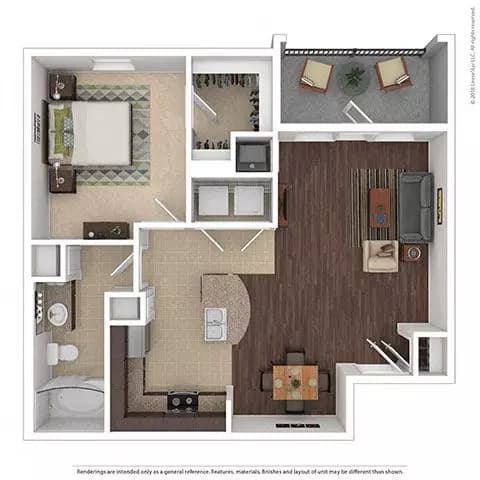 1 Bed • 1 Bath 2207 floor plan