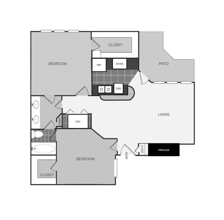 2 Beds • 1 Bath 1201 floor plan