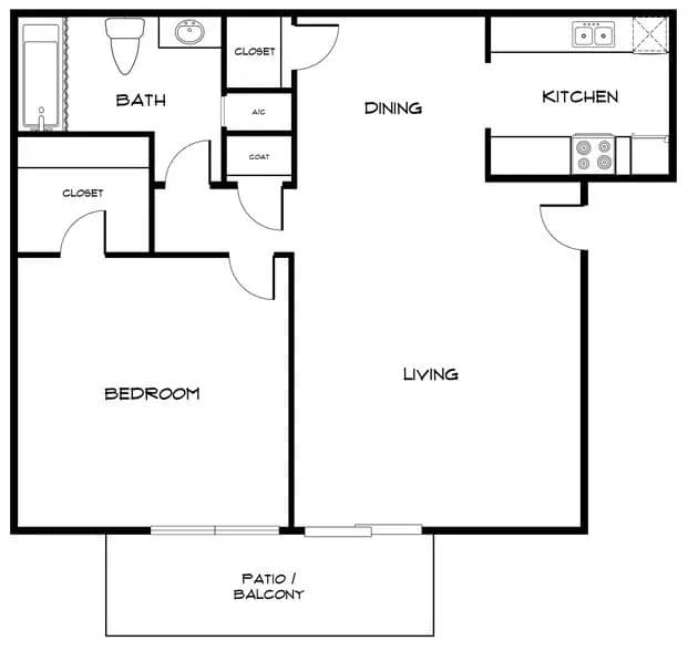 1 Bed • 1 Bath 1073 floor plan