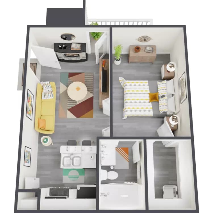 1 Bed • 1 Bath 9307 floor plan