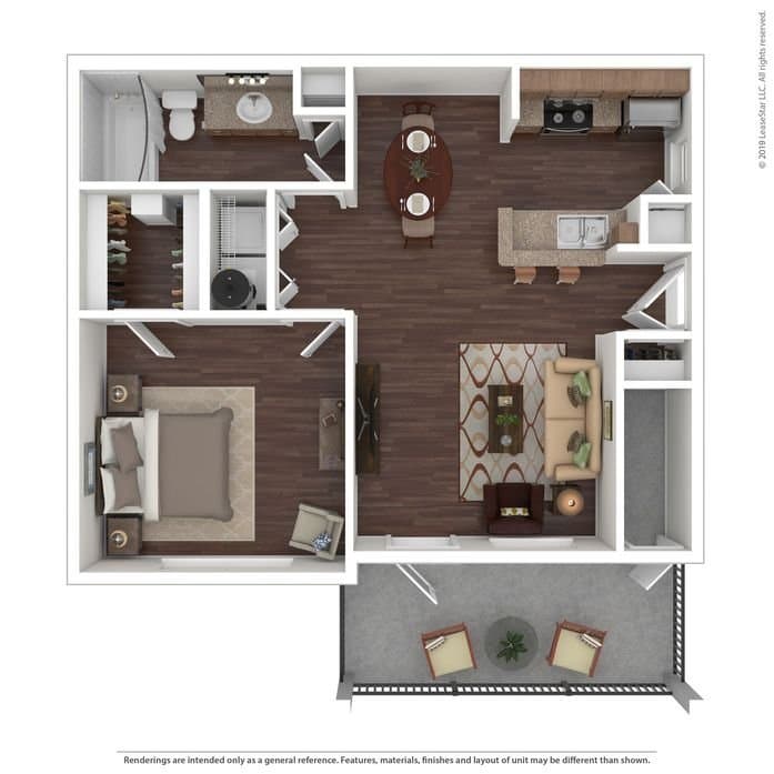 1 Bed • 1 Bath 5-5116 floor plan