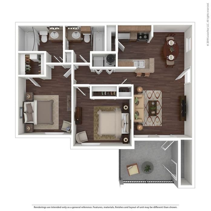 2 Beds • 2 Bath 3-3121 floor plan