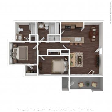 2 Beds • 2 Bath 05203 floor plan