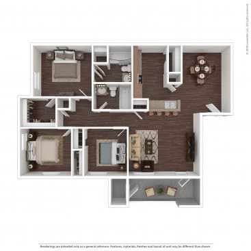 3 Beds • 2 Bath 05101 floor plan