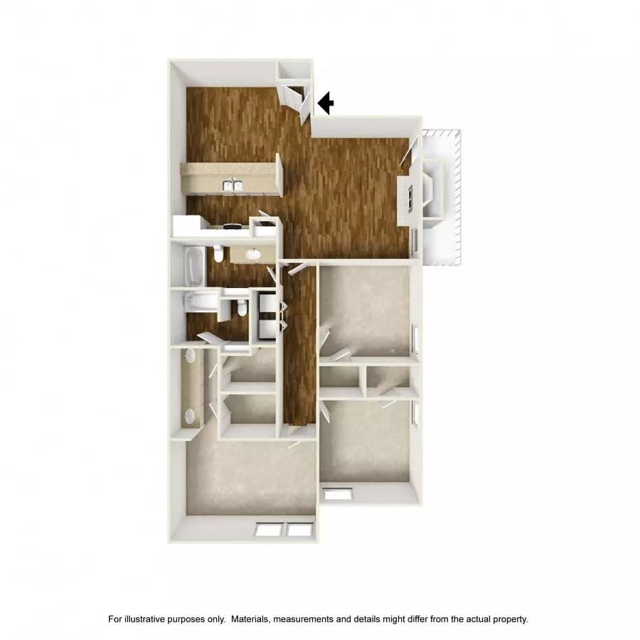 3 Beds • 2 Bath 1004 floor plan