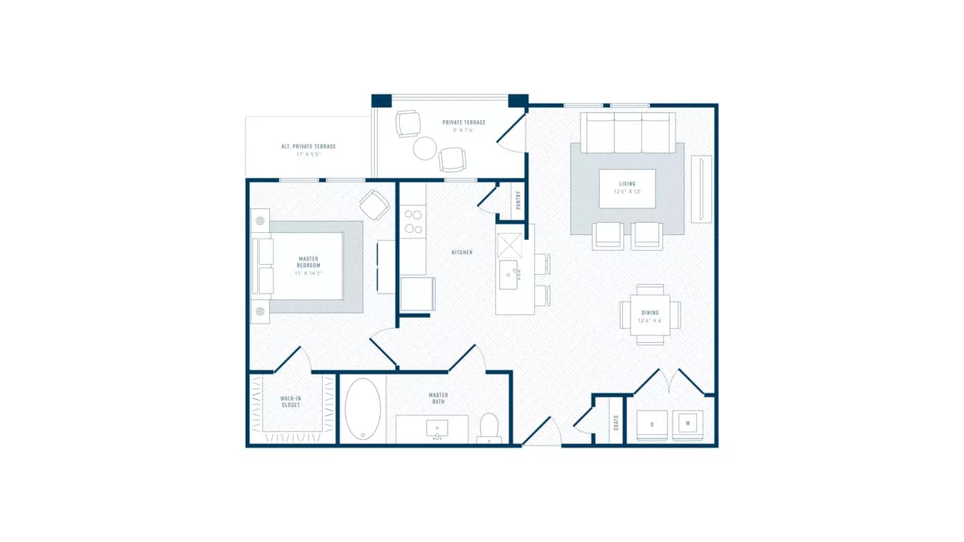 1 Bed • 1 Bath 7108 floor plan