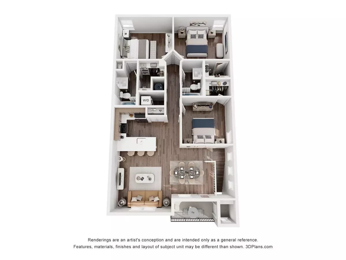 3 Beds • 2 Bath 9847MAR2 floor plan
