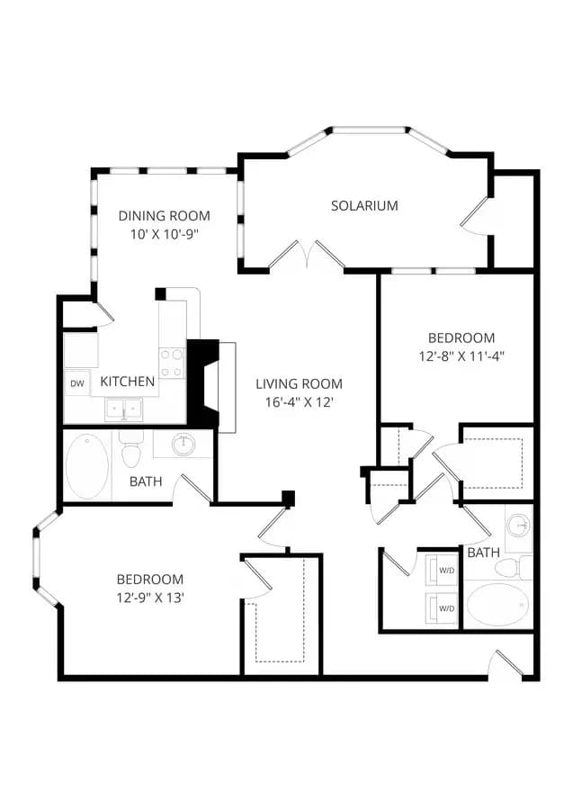 2 Beds • 2 Bath 0523 floor plan