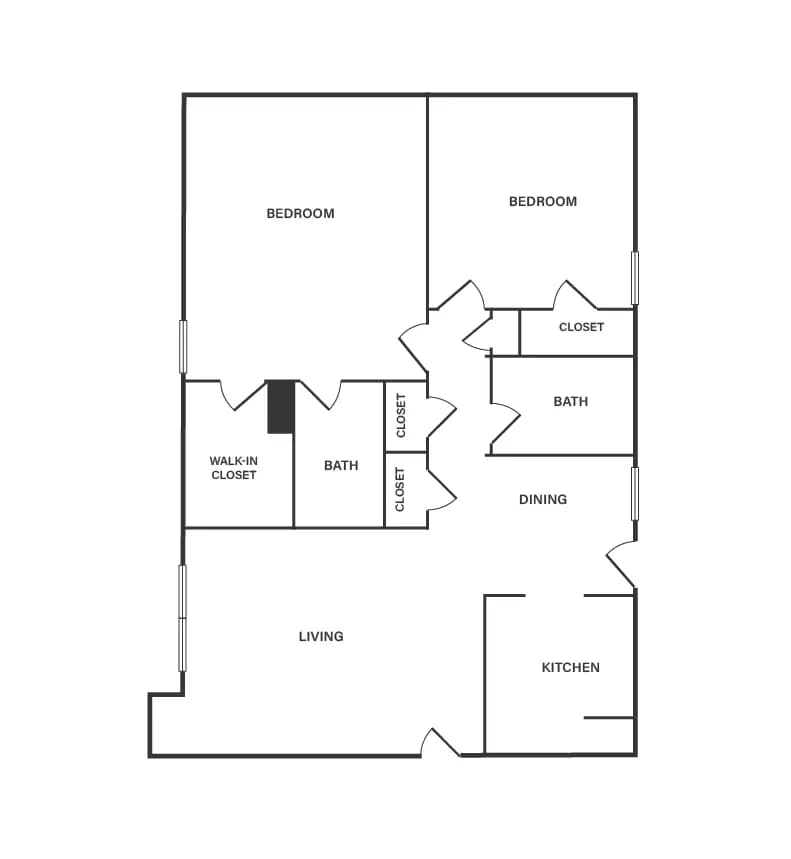 2 Beds • 2 Bath 2150-048 floor plan