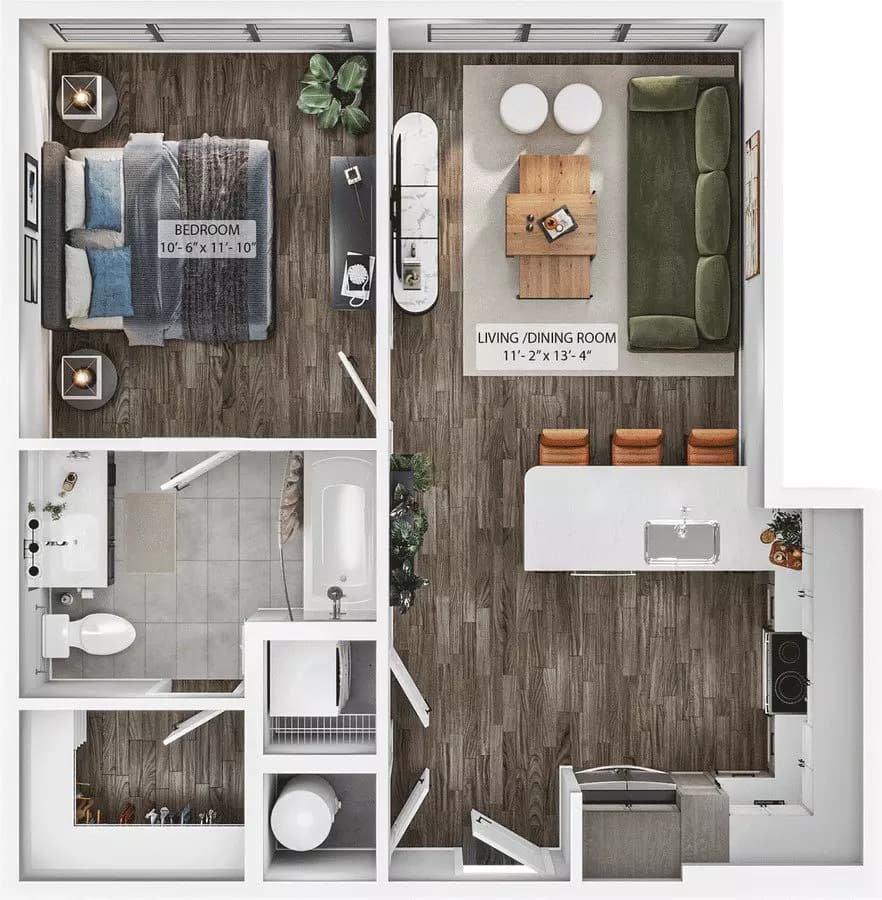 1 Bed • 1 Bath 266 floor plan