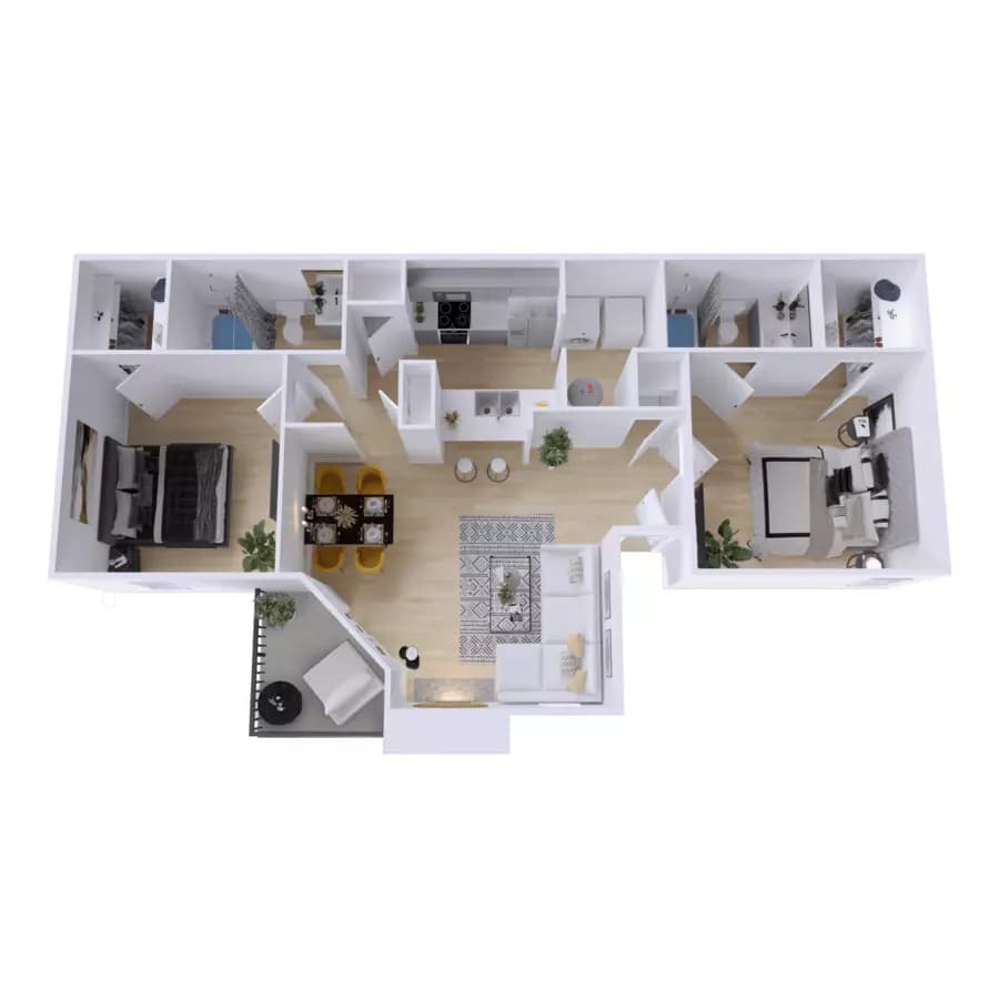 2 Beds • 2 Bath 1051 floor plan