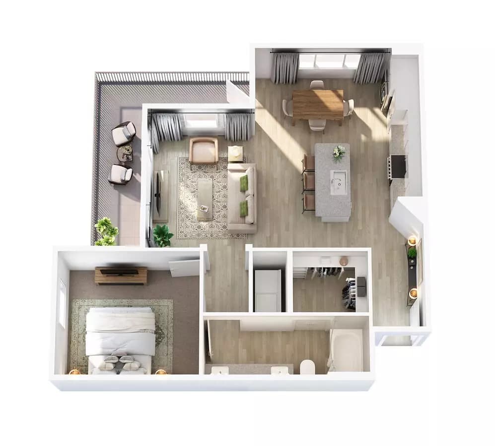 1 Bed • 1 Bath 2205 floor plan